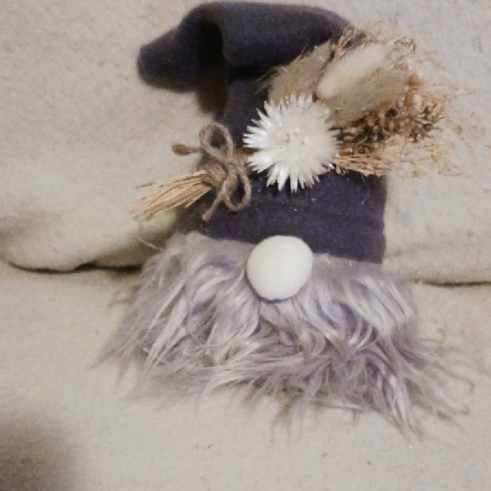 Purple Gnome Decor with Floral Accent